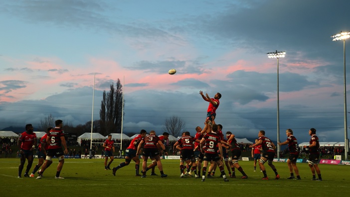 Players contest the lineout during the round four Bunnings NPC match between Tasman and Canterbury at Landsdowne Park. Photo / Getty