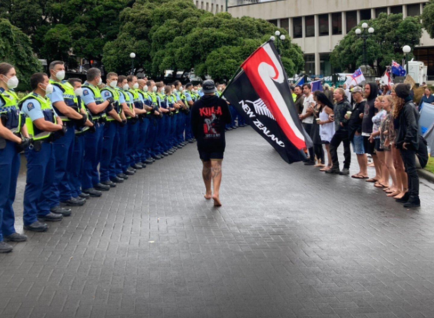 The scene at Parliament this morning. (Photo / Jack Crossland)