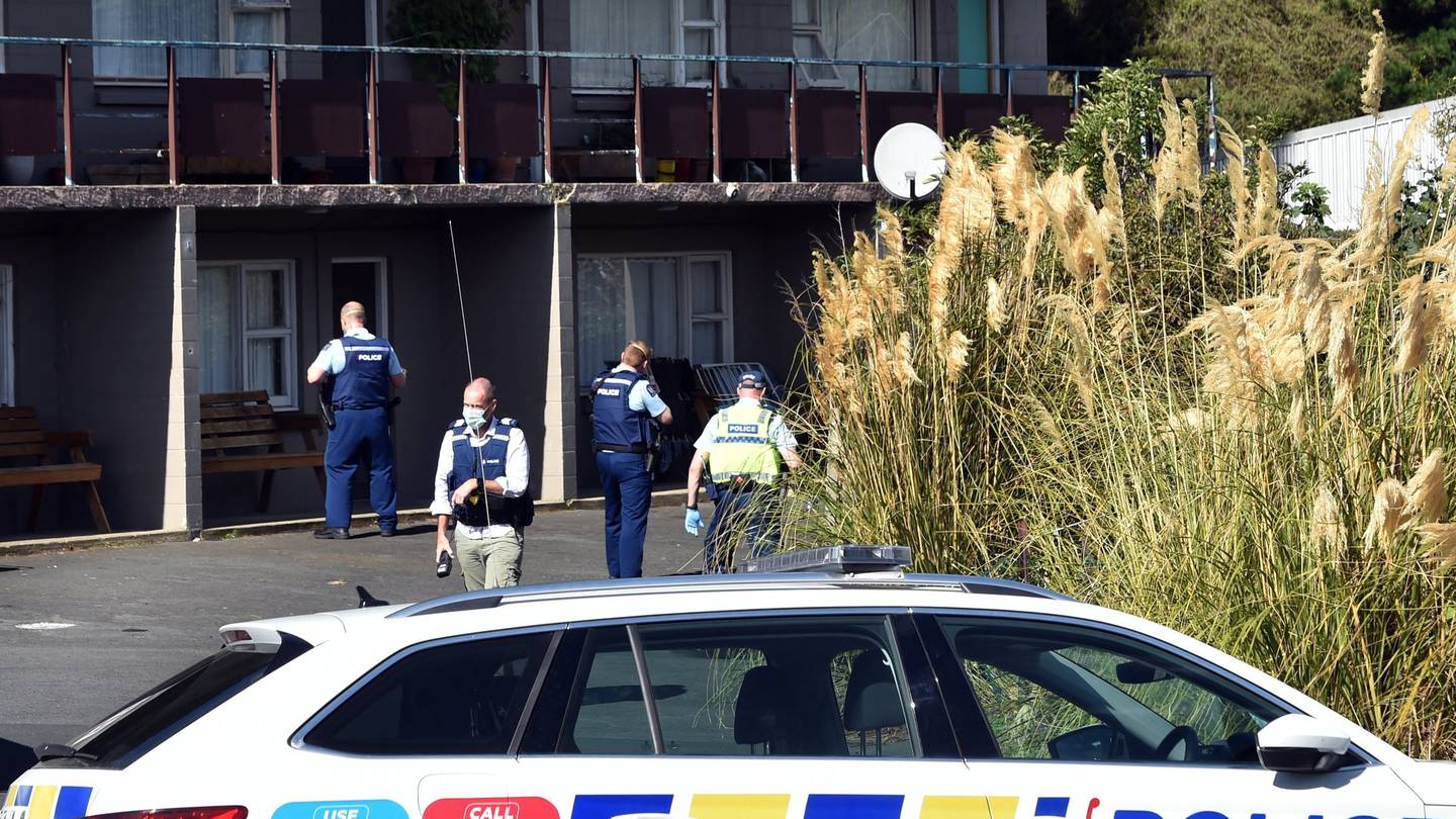 Police secure the scene of an alleged assault on Saturday afternoon. Photo / Peter McIntosh