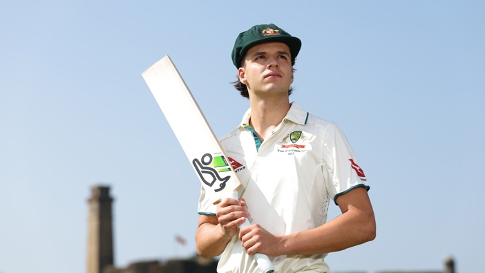 Sam Konstas of Australia poses during an Australia nets session at Galle International Stadium on February 04, 2025 in Galle, Sri Lanka. (Photo by Robert Cianflone/Getty Images)