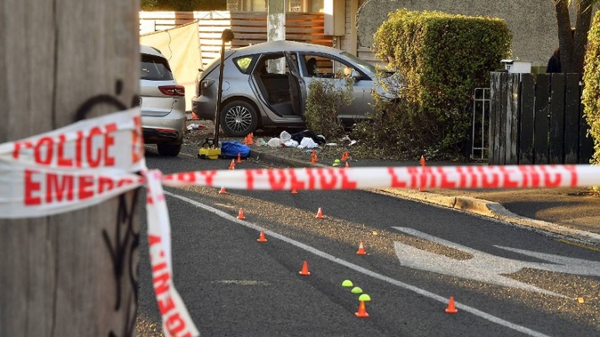 The Serious Crash Unit and the IPCA are investigating a fatal crash following a police pursuit in Melbourne St, South Dunedin, on Saturday morning. Photo / Stephen Jaquiery
