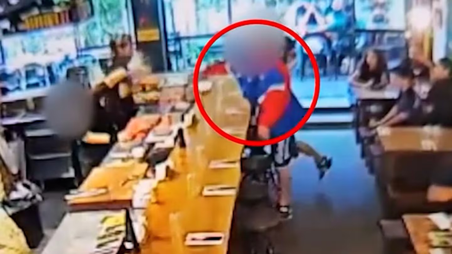 The man became aggressive with staff at El Humero before throwing a glass at the restaurant owner when he intervened.