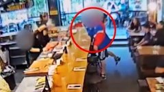 The man became aggressive with staff at El Humero before throwing a glass at the restaurant owner when he intervened.