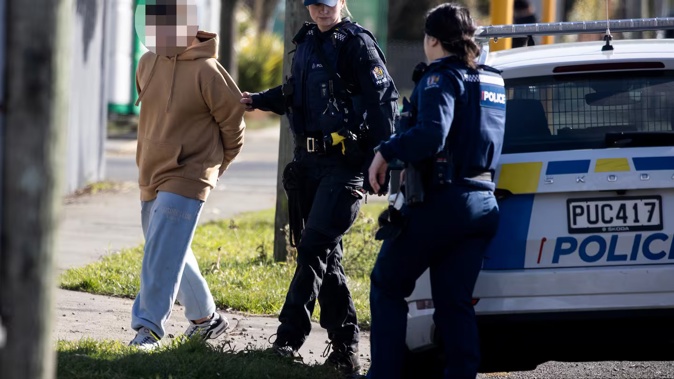 Four young people have been taken into police custody after an alleged hit-and-run in Christchurch this morning. Photo / George Heard