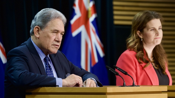 Rail Minister Winston Peters and Finance Minister Nicola Willis. Photo / Mark Mitchell