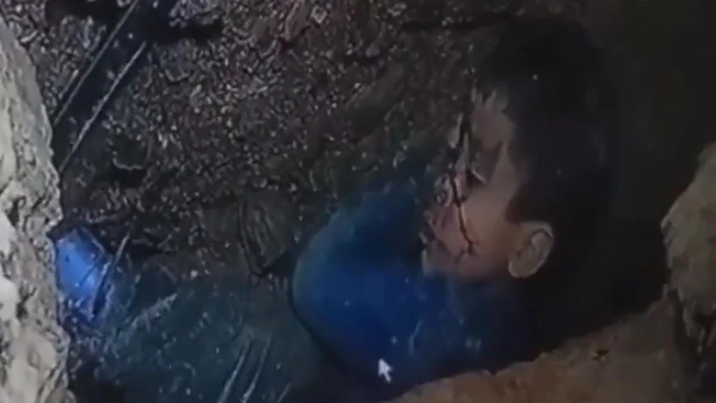 The five-year-old boy spent five days trapped in a narrow, 32m deep well. Photo / Twitter