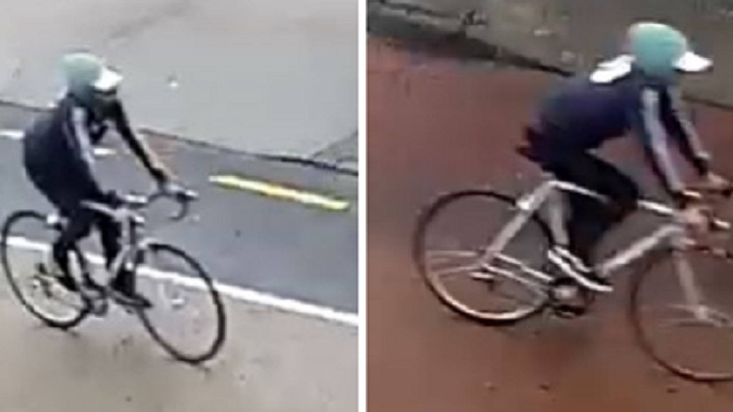 Police are asking the public if they saw this cyclist last Thursday riding around Grey Lynn in the morning. Photo / Supplied