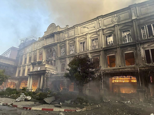 A fire burning through the Grand Diamond City Casino and Hotel has killed multiple people and injured dozens of others, police said Thursday, and neighboring Thailand sent firetrucks to help fight the blaze in a bustling border region. Photo / AP