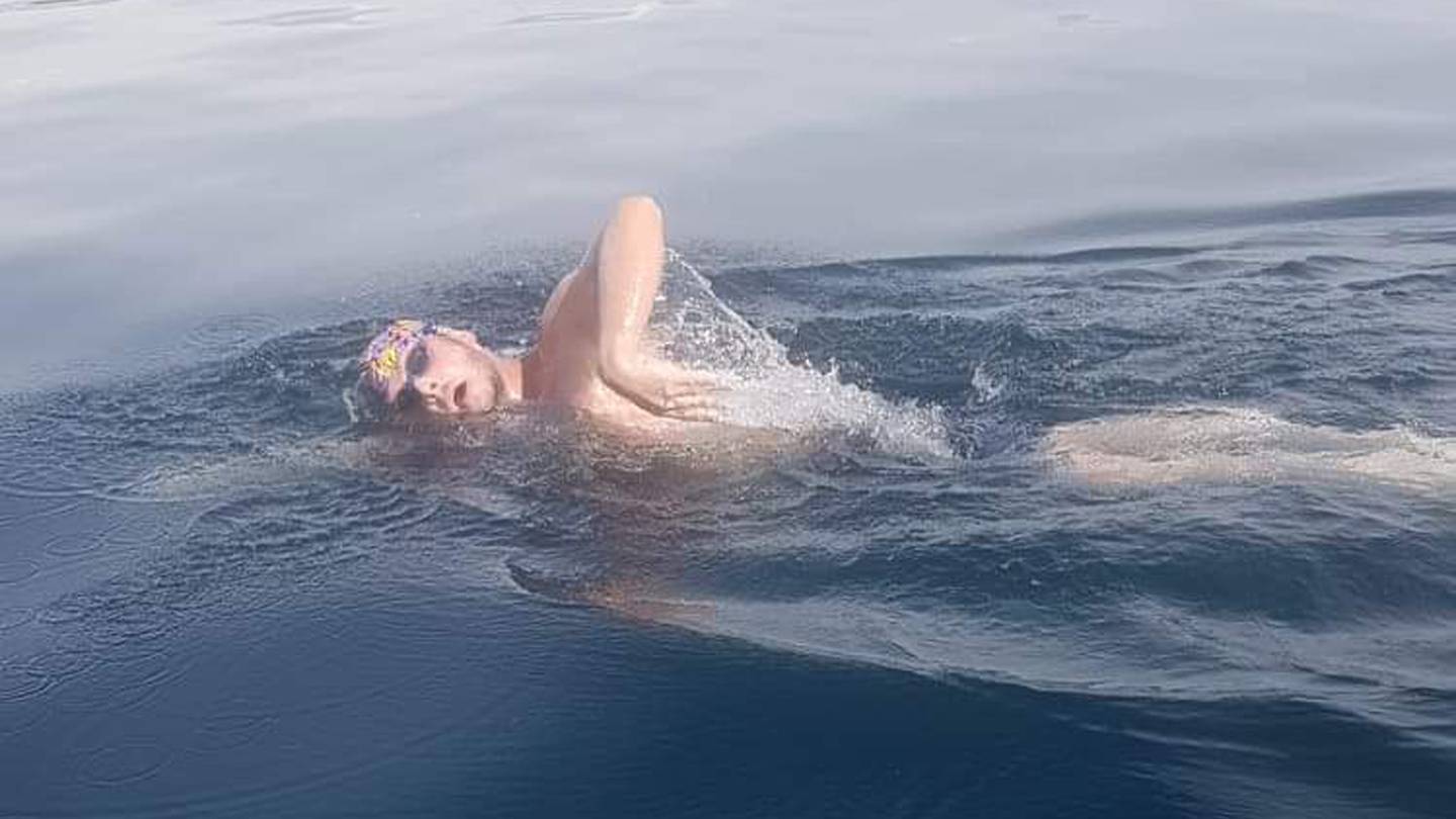 Tate Pichon during the Lake Taupo crossing.