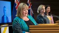 Housing Minister Megan Woods, left, announcing a new housing policy with National. (Photo / Mark Mitchell)