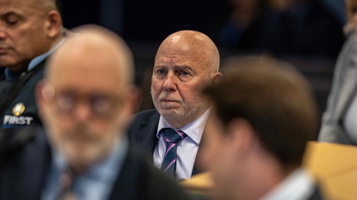 Philip Polkinghorne listens as the Crown begins its closing address in the murder trial. Photo / Michael Craig