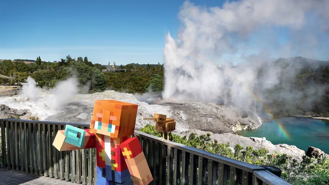 Whakarewarewa Geothermal Valley and Pōhutu Geyser at Te Puia in Rotorua have featured on a new interactive map ahead of the Minecraft Movie.