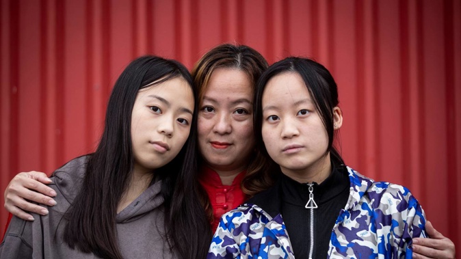 Tawain-born mother Eva Chen with her teenage daughters Claudia Wen, left, and Annemarie Wen. Photo / Jason Oxenham