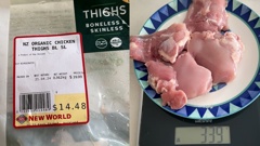 A New World customer found the organic free-range chicken he was buying was consistently underweight by between 20-50 gm. This packet of chicken should have cost the customer, who buys 9 packets a week, $13.52.