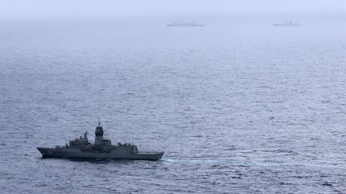 China set off alarm bells in New Zealand when it dispatched powerful warships on unprecedented missions in the South Pacific without explanation, according to military documents obtained by AFP. Photo / Handout, Australian Defence Force, AFP