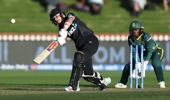 Amelia Kerr of New Zealand bats during game two in the One Day International series between New Zealand and South Africa at Cello Basin Reserve on April 01, 2026 in Wellington, New Zealand. (Photo by Hagen Hopkins/Getty Images)