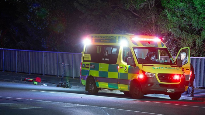 A person died last night while riding an e-scooter on Ian McKinnon Drive in Eden Terrace. Photo / Hayden Woodward