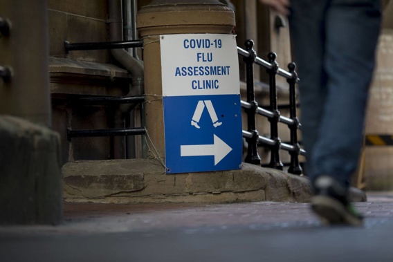 A sign for a Covid-19 testing clinic at Sydney Hospital in Sydney, Australia. (Photo / Brent Lewin)