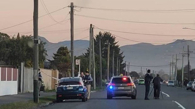 Police at the scene of the shooting in Bower Avenue, North New Brighton, on Monday last week. Photo / Supplied