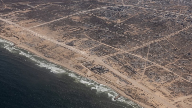 An aerial view showing the destruction and displacement in southern Gaza on August 1. Photo / Heidi Levine, for The Washington Post