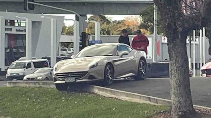 The Ferrari was parked like this at the dealership in Epsom. (Photo / Supplied)