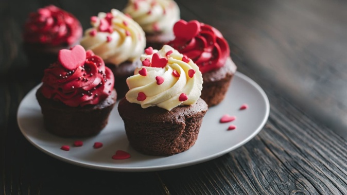 Cupcakes with red and white frosting. Photo / 123rf