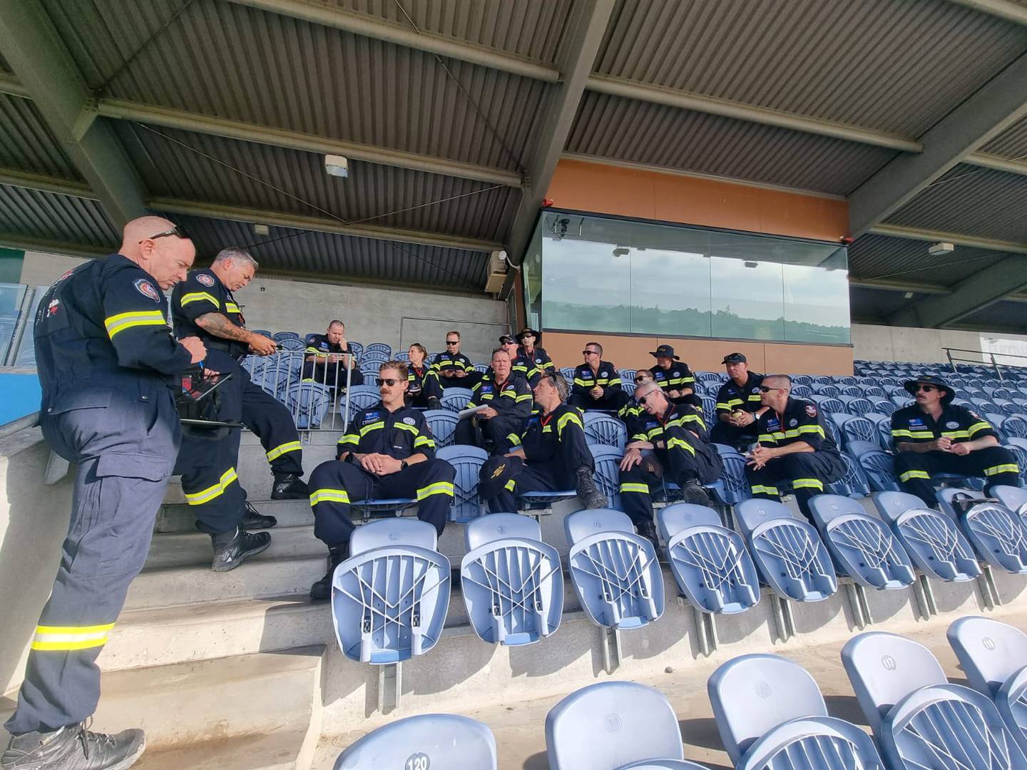 Specialist firefighters from QFES have been calling the Mitre 10 park in Hasting their home base while helping with the aftermath of Cyclone Gabrielle. Photo / QFES