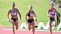 Physio Livvy Wilson (centre) is also one of New Zealand's top sprinters. Photo / Photosport