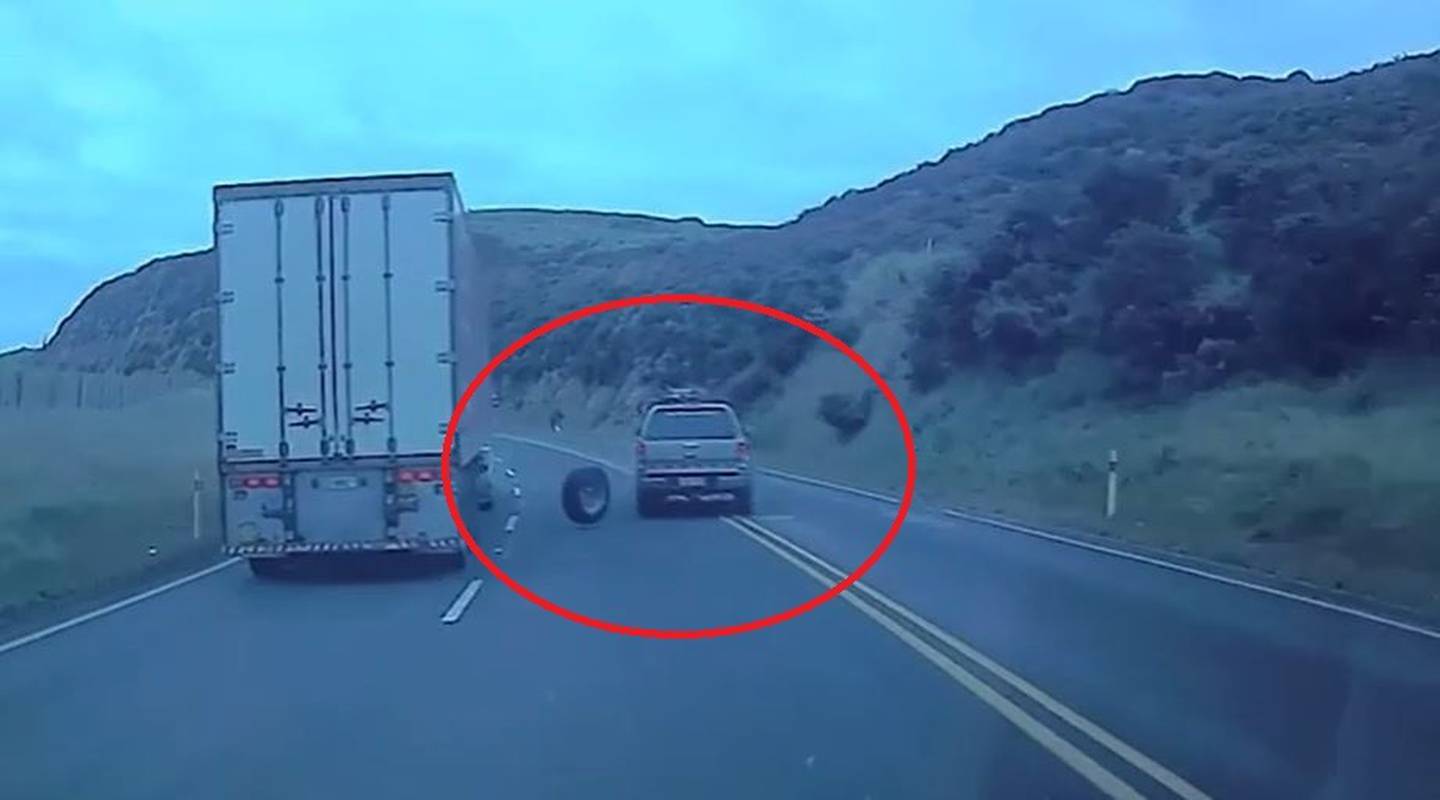 Whanganui man Bevan Linklater was hit by a rogue tyre while driving his ute on Ratana Hill on Monday, October 10, 2022. Photo / Bevan Linklater