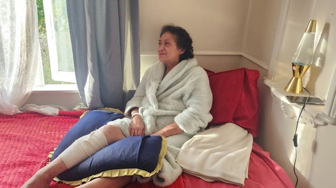 Gina Peiffer is nursing a badly bruised shin and foot after an alleged assault at her home as she prepared to open the Rotorua Whakaora free food service. Photo / Kelly Makiha