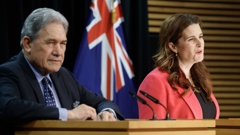 Finance Minister Nicola Willis and newly appointed Minister for Rail Winston Peters. Photo / Mark Mitchell
