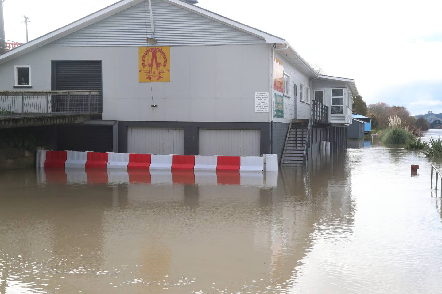 Flooding at the Aramoho rowing club about midday on Friday. (Photo / Bevan Conley)