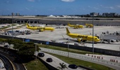 Spirit Airlines planes at Fort Lauderdale-Hollywood International Airport in Fort Lauderdale, Florida, US, on April 22. Photo / Getty Images