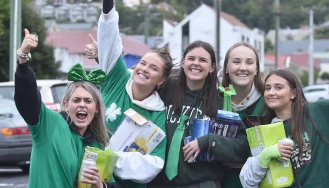 Dunedin students celebrate St Patrick's Day. Photo / Otago Daily Times