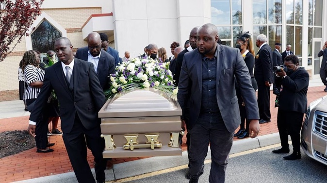 Irvo Otieno's casket is carried out of First Baptist Church of South Richmond after a celebration of his life. Photo / AP