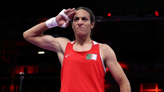 Imane Khelif of Team Algeria celebrates victory. Photo / Getty Images
