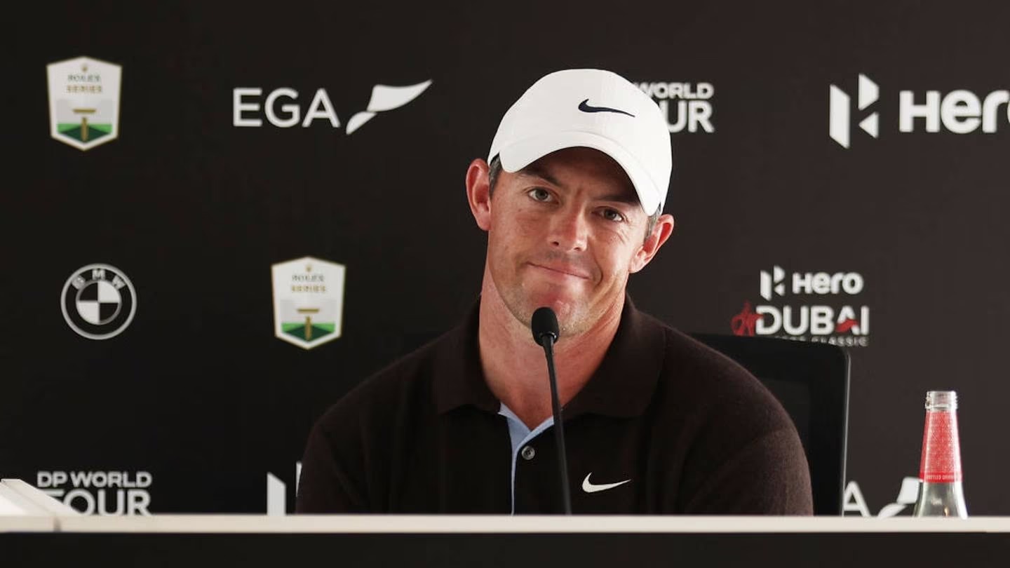 Rory McIlroy of Northern Ireland looks on in a press conference prior to the Hero Dubai Desert Classic in Dubai. Photo / Getty