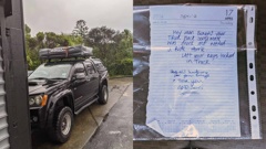 Varun Chada's van was parked exactly where he left it with an apology note. Photo / Supplied