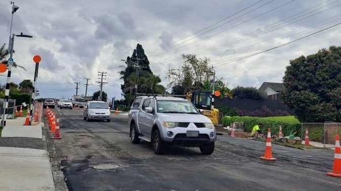 The raised pedestrian crossing on Levers Rd has been ripped out seven months after being installed. Photo / Sandra Conchie