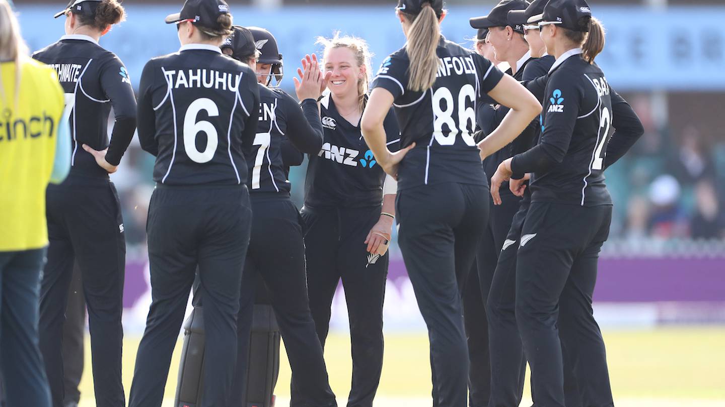 Leigh Kasperek celebrates a wicket against England in September. (Photo / Getty)