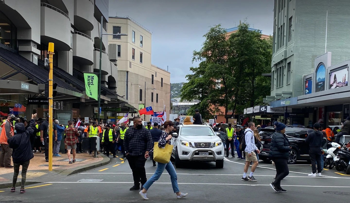 Protesters begin the walk to Parliament. Photo / Nick James