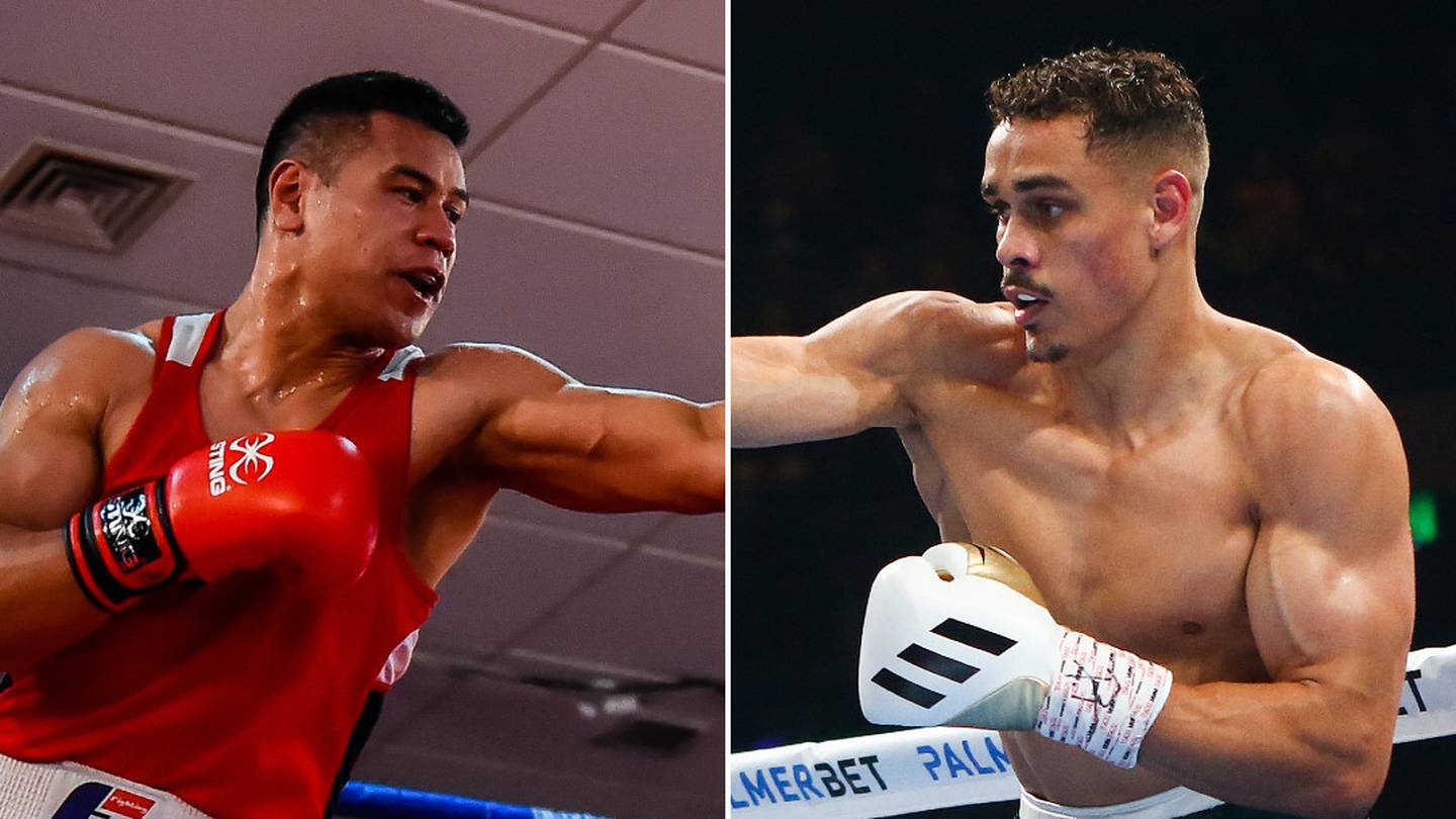 Titi Motusaga (L) will take on fellow rising Kiwi David Nyika (R) in Melbourne. Photos / Photosport