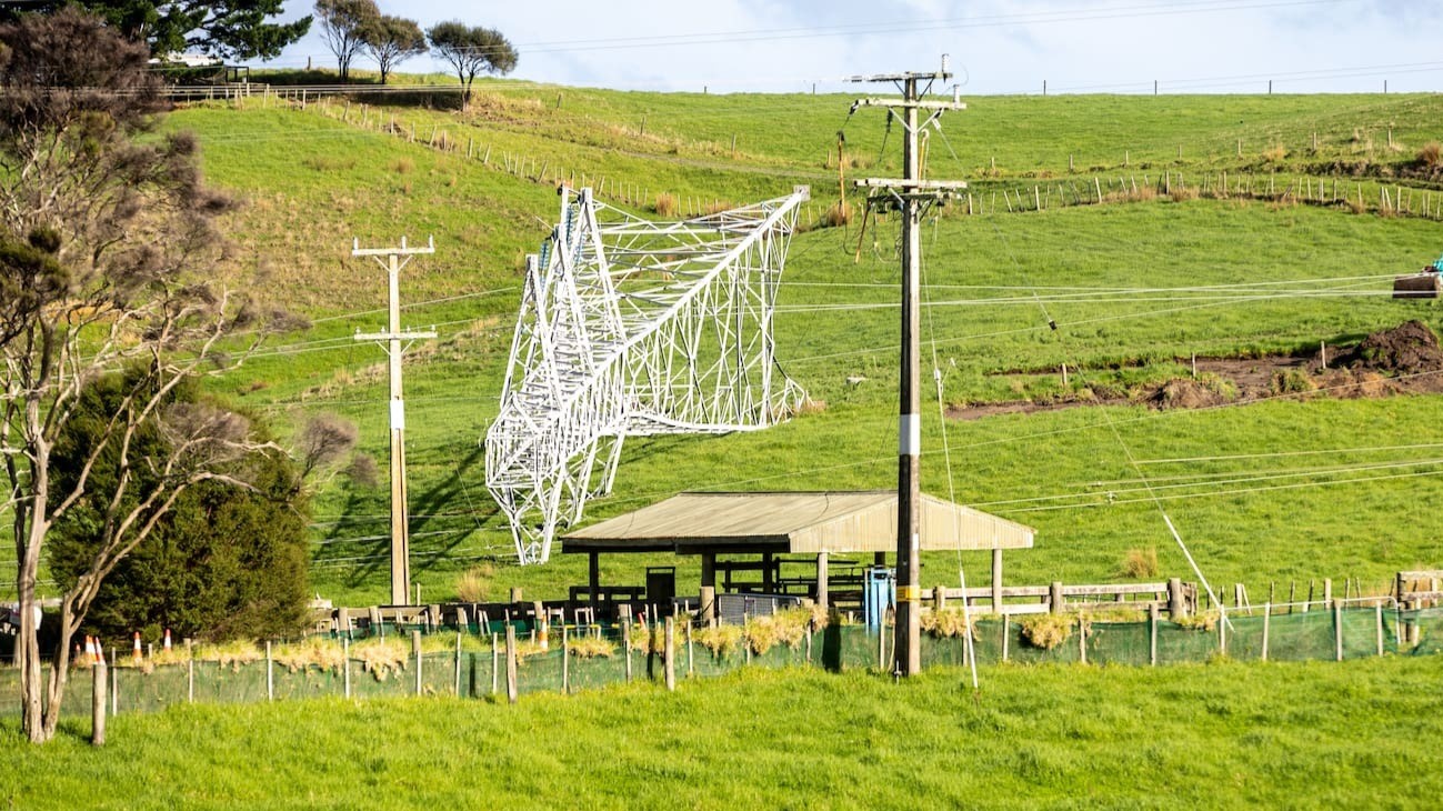 The downed pylon near Kaipara. Photo / Michael Craig