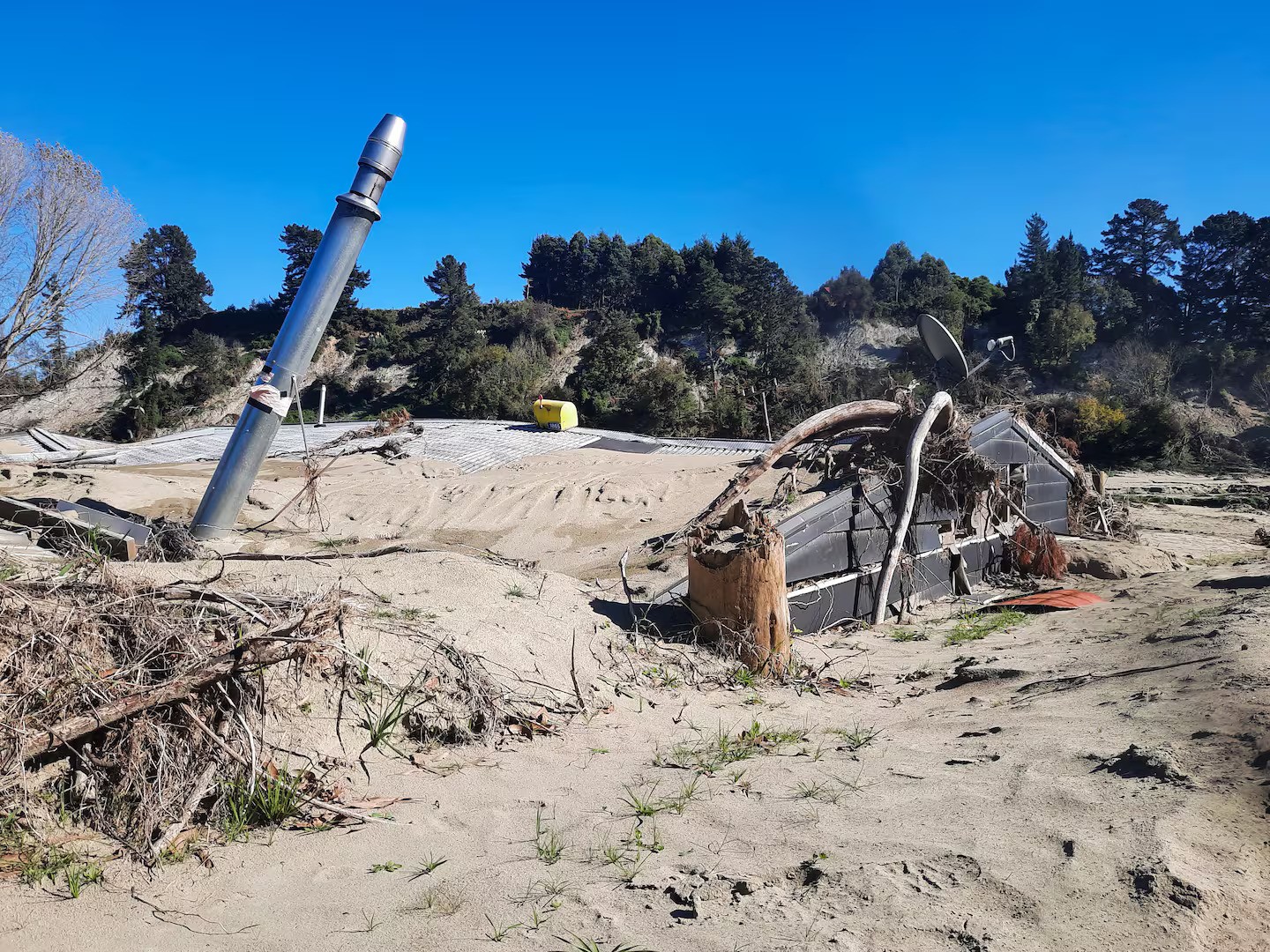 A house buried in silt at Rissington in May several months after the clean up begun after Cyclone Gabrielle. Photo / Neil Reid