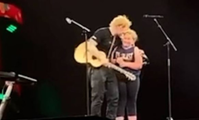 Ed Sheeran pulled Palmerston North 10-year-old Pippa Guerin up on stage to help him sing Galway Girl during his concert at Sky Stadium, Wellington, on February 2, 2023. Photos / Supplied
