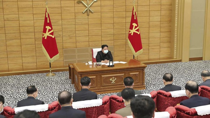 North Korean leader Kim Jong Un attends a meeting on anti-virus strategies in Pyongyang, 14 May 2022. (Photo / AP)