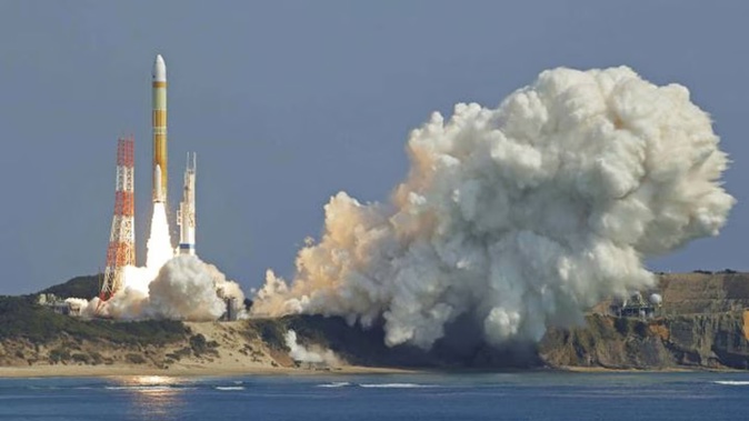 The H3 rocket lifts off from Tanegashima Space Centre in Kagoshima, southern Japan, on Tuesday. Photo / Kyodo News via AP
