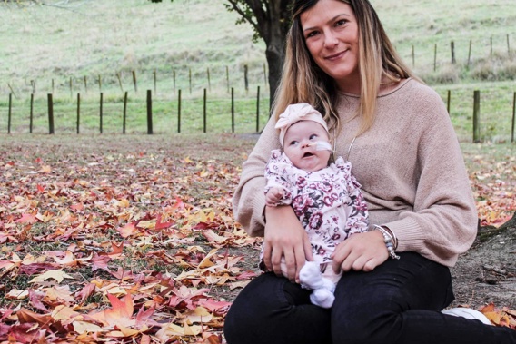 Napier mum Natalie Izatt is terrified of losing her 4-month-old daughter Brooklyn who is in an intensive care unit after becoming infected with RSV. Photo / Supplied