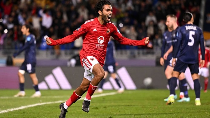 Hussein El Shahat of Al Ahly FC celebrates after scoring the team's first goal during the FIFA Club World Cup clash against Auckland City. Photo /Getty