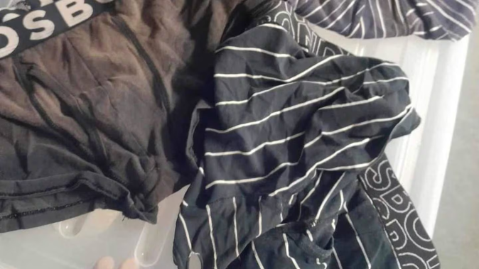 Three pairs of dirty, used and torn underwear were donated to South Auckland charity The Aunties, which supports survivors of domestic violence. Photo / Supplied